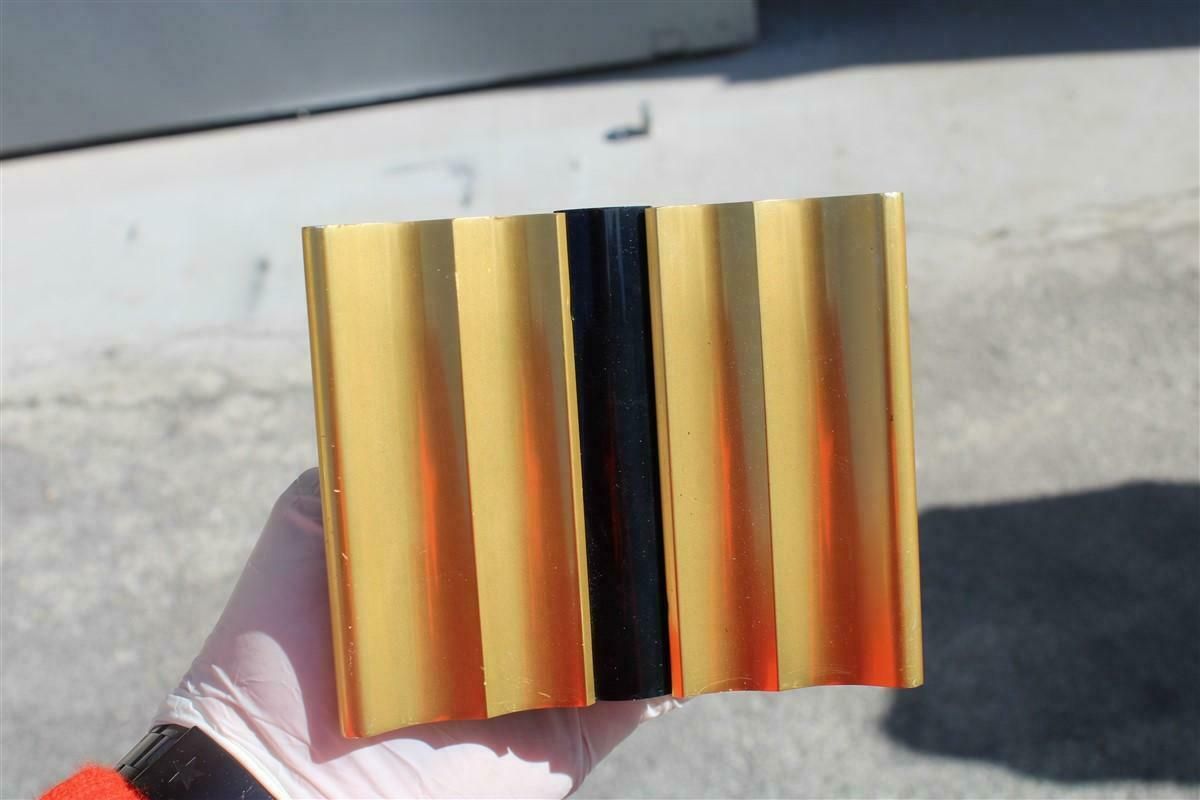 Mid Century Satin Brass Handles Italian Design 1950 Gold And Black photo Home Fixtures