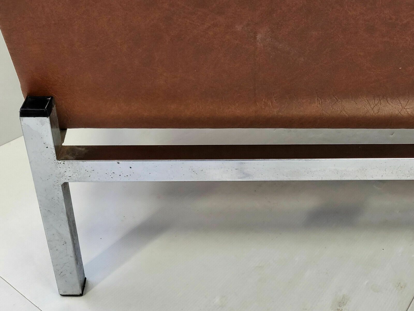 732.0 Sofa Sofa 3 Seats 1960 Vintage Skai Havane & Chrome Steel 60s 1960s 60s photo