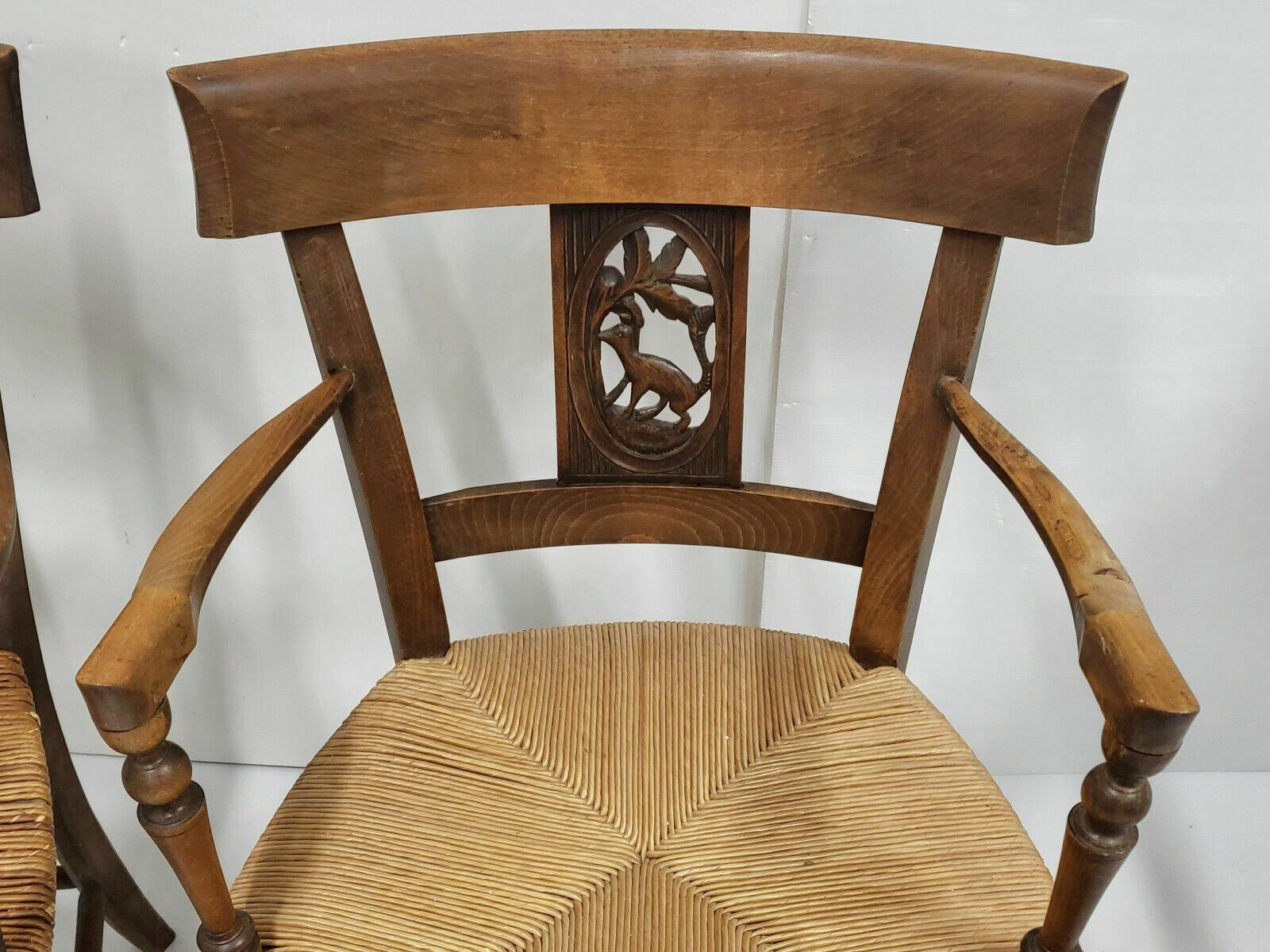 Pair Of Landais Armchairs Early Xxeme The Bird & The Fox Oak Straw 1900 photo buy