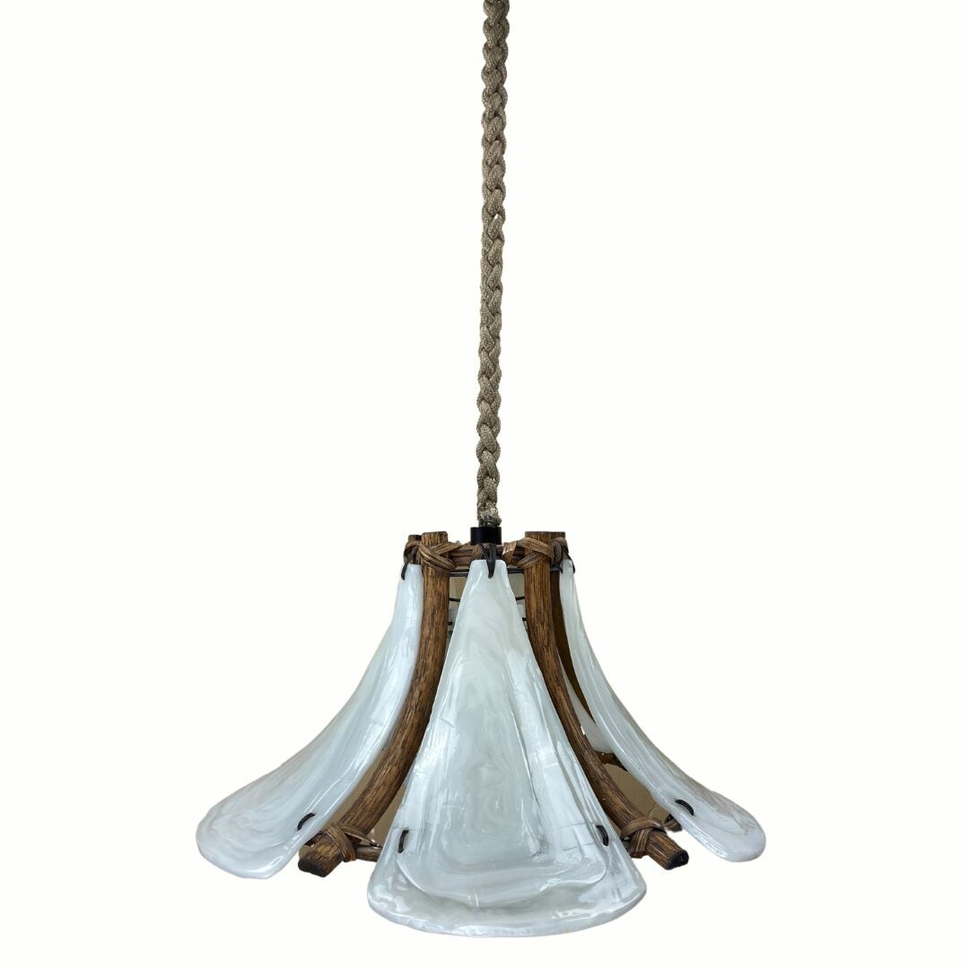 Bamboo Acrylic And Opaline Hanging Pendant, 1970 photo buy