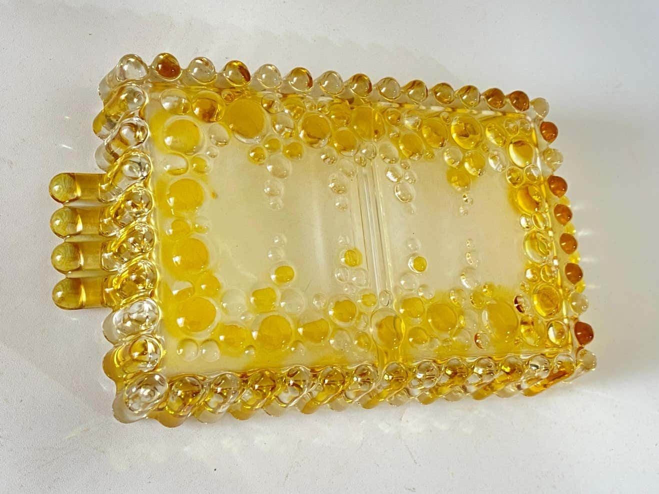 Art Deco Glass Dish / Vide Poche With Colred Glass Bubles, France, Circa 1940 photo 382.0