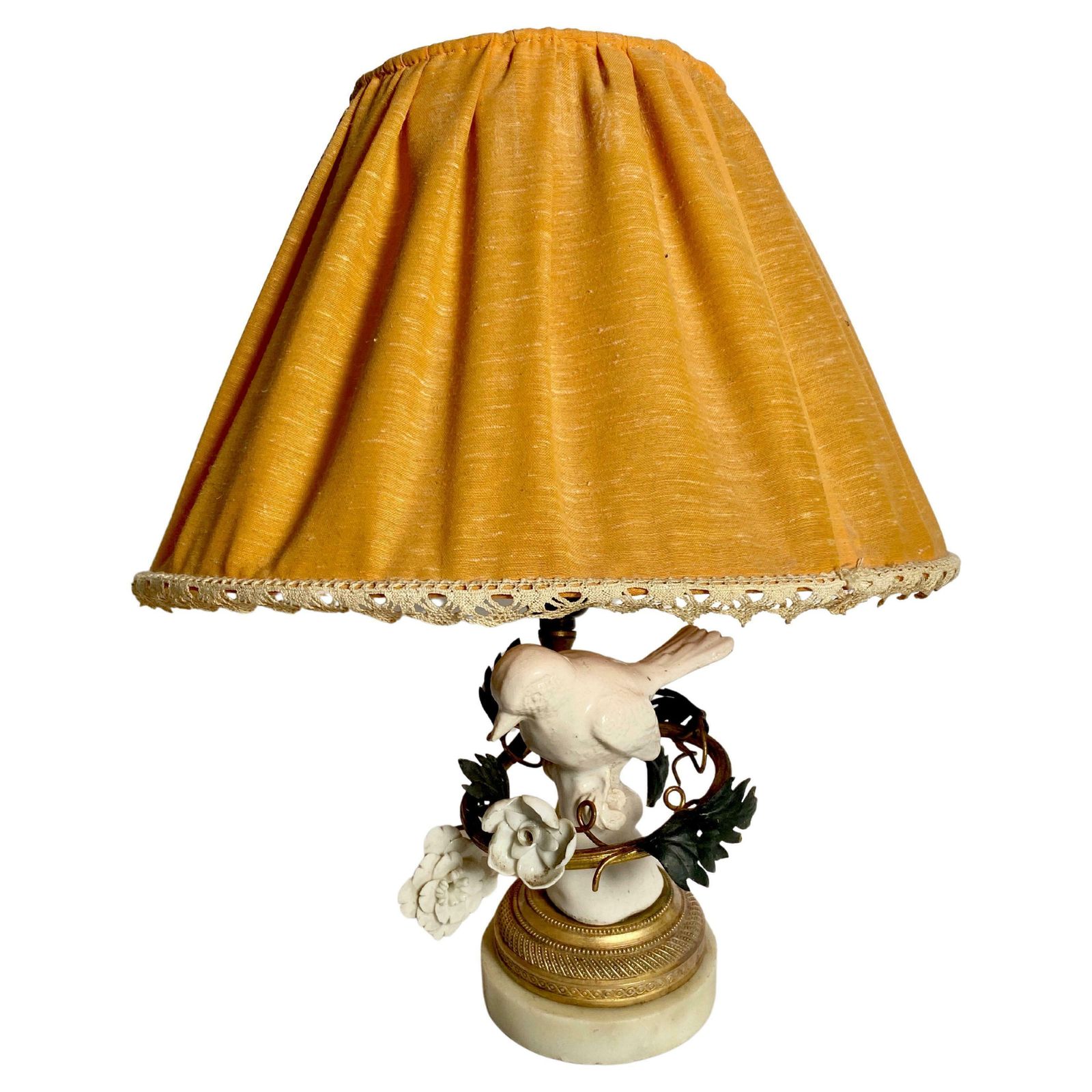 Table Lamp In Ceramic And Brass, White And Gold Colour, France 19th Century