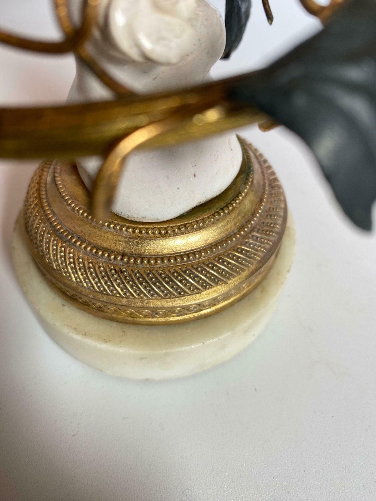 Table Lamp In Ceramic And Brass, White And Gold Colour, France 19th Century photo for sale