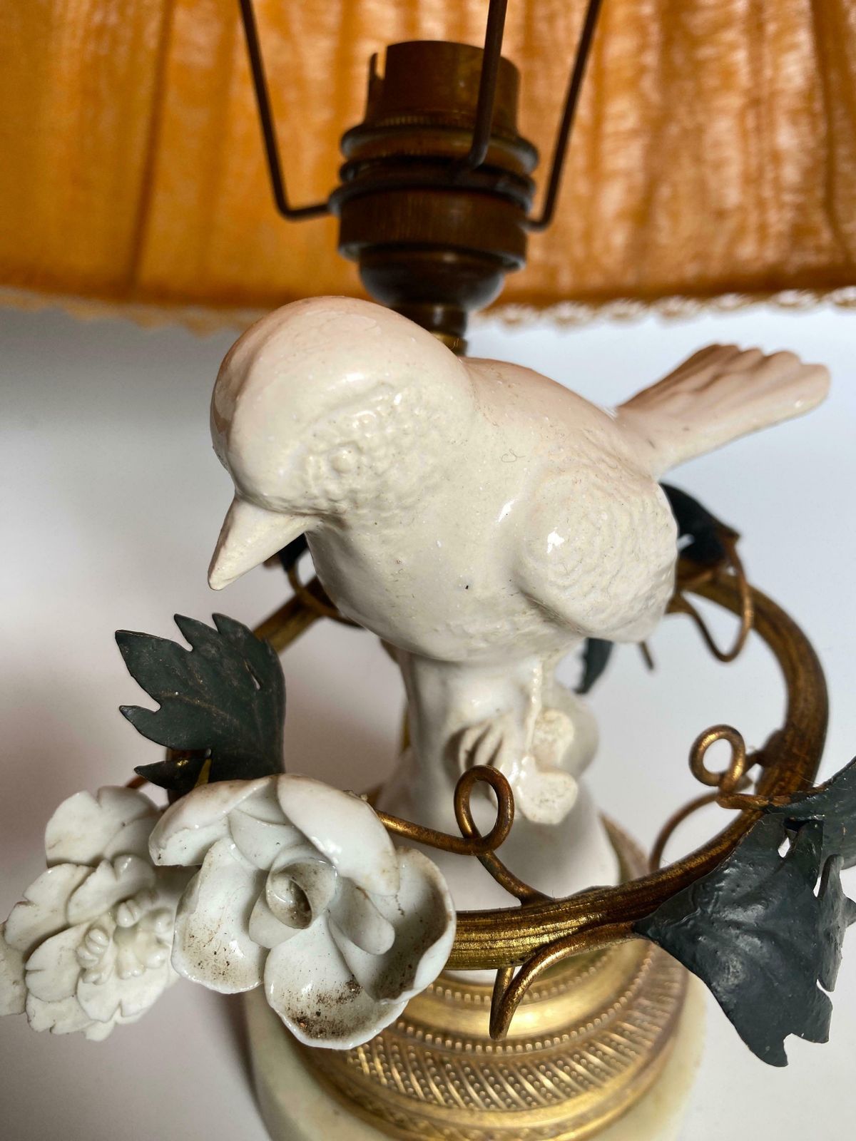 Table Lamp In Ceramic And Brass, White And Gold Colour, France 19th Century photo buy