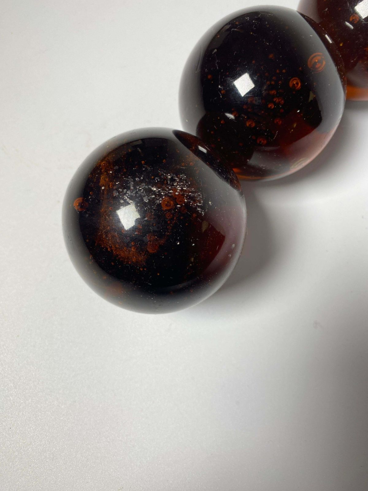 Glass Decorative Balls, Brown Colour, France 1970, Set Of 3 photo buy