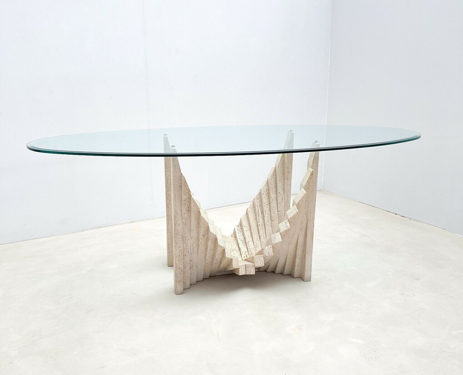 Mid Century Modern Sculptural Travertine Dining Table photo for sale