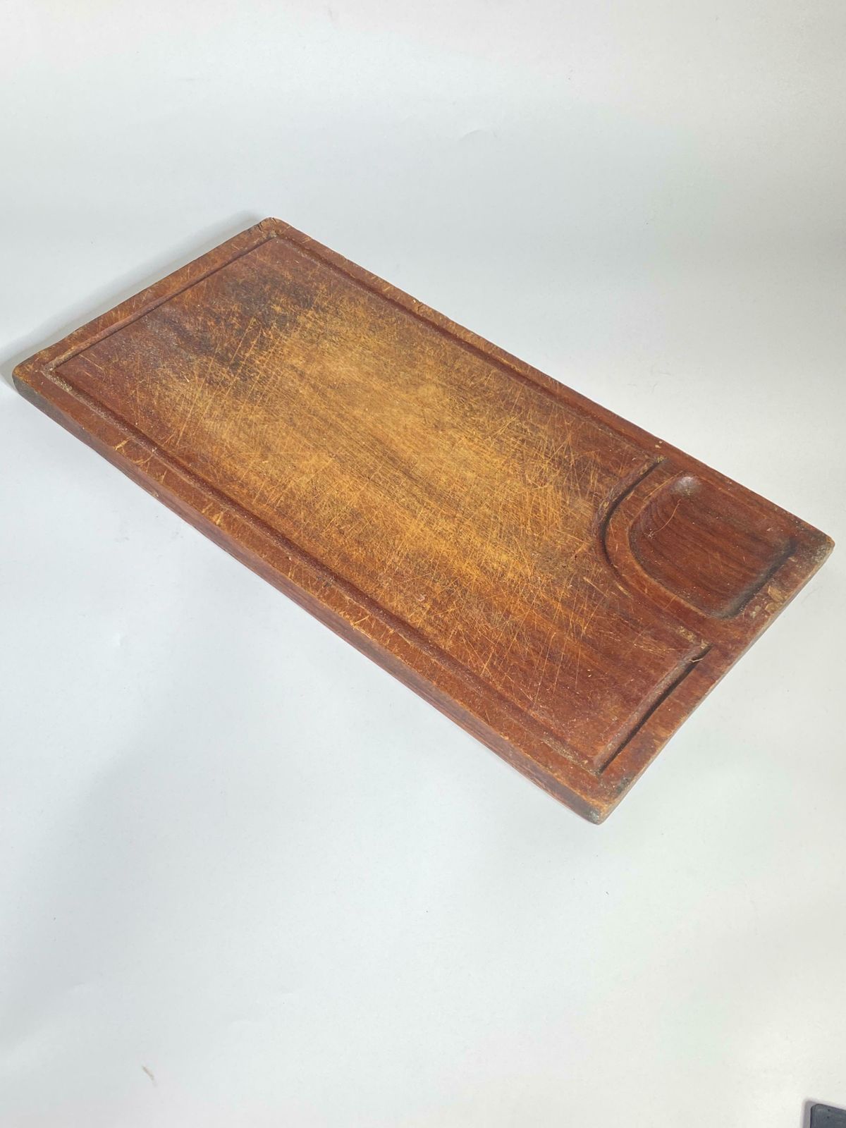 Wooden Chopping Or Cutting Board, Old Patina, Brown Colour French 20th Century photo vintage