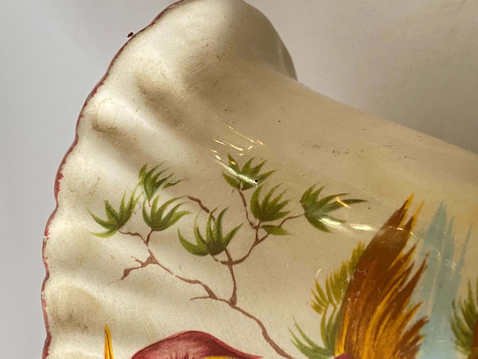 Faience Vase, White Red And Yellow Colour, In The Style Of Moustier France 1930 photo furniture