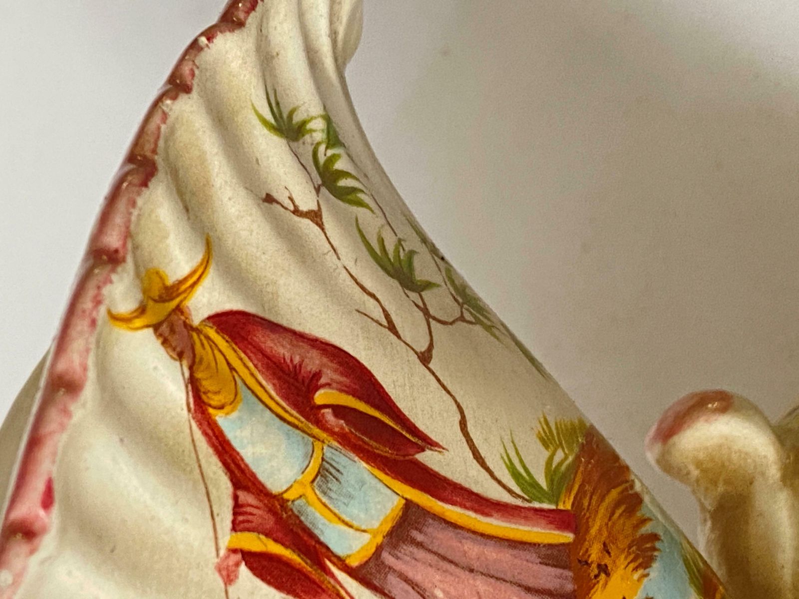 Faience Vase, White Red And Yellow Colour, In The Style Of Moustier France 1930 photo vinterior