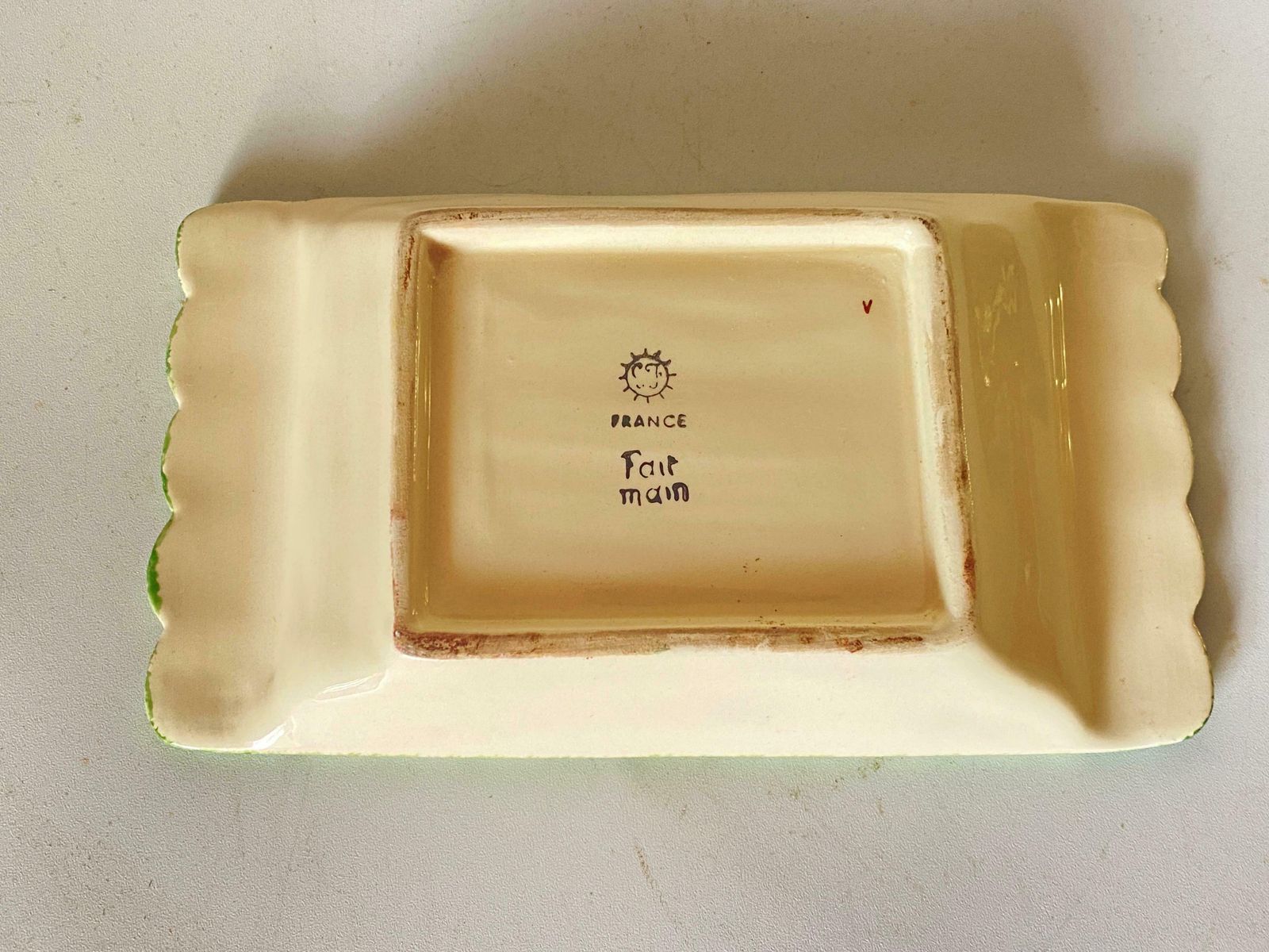 Butter Dish, Ceramic In The Style Of Quimper, Yellow Colour, France Circa 1950 photo vinterior