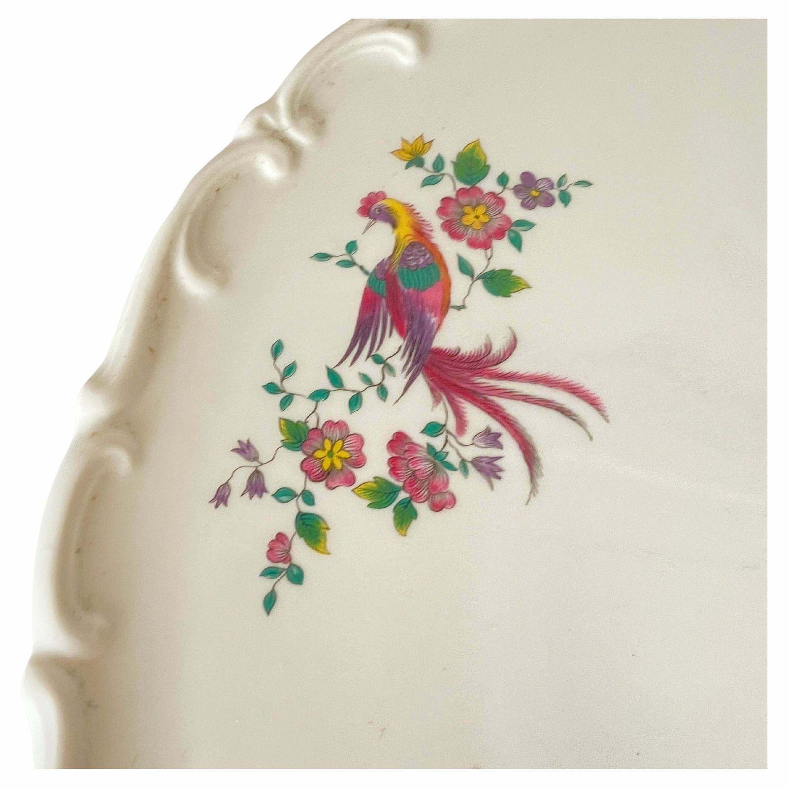 Porcelain Dish, By Royal Fettau With Birds And Flowers Decor, Bavaria Germany photo furniture