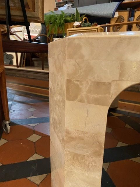 Mid Century Tessellated Travertine Coffee Table By Maitland Smith, 1980s photo vintage
