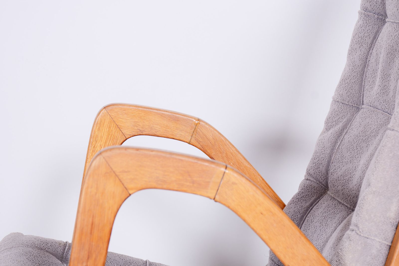 Grey Mid Century Oak Armchair By Jan Vanek, 1950s, Czechia photo furniture