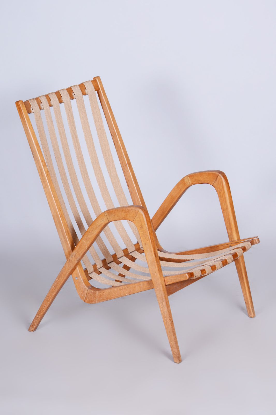 photo furniture Grey Mid Century Oak Armchair By Jan Vanek, 1950s, Czechia