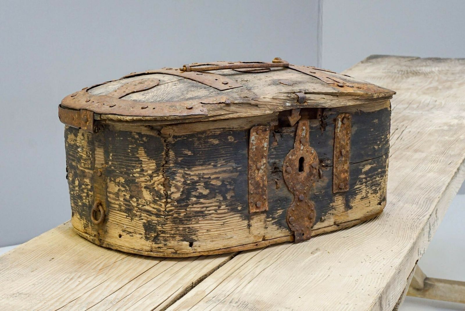 Metal Bound Box, 1900s, Iron, Antique photo for sale