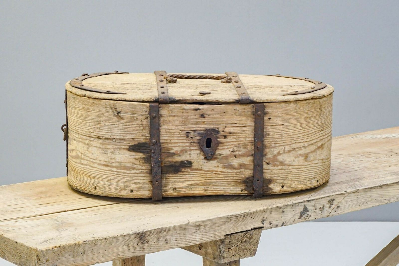 Metal Bound Box, 1800s, Iron, Antique photo furniture