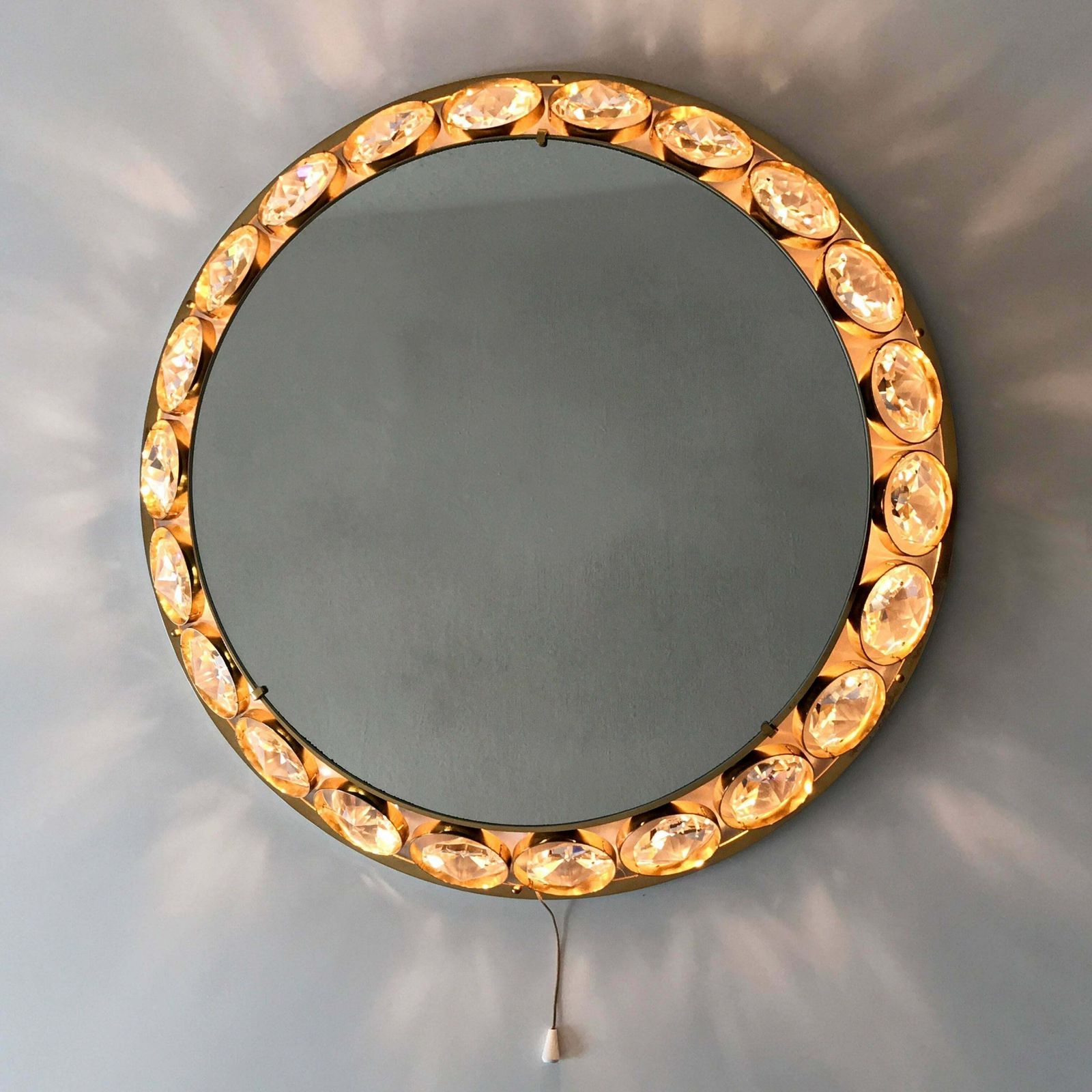 Elegant Mid Century Modern Circular Backlit Wall Mirror By Palwa Germany 1960s photo Home Decor