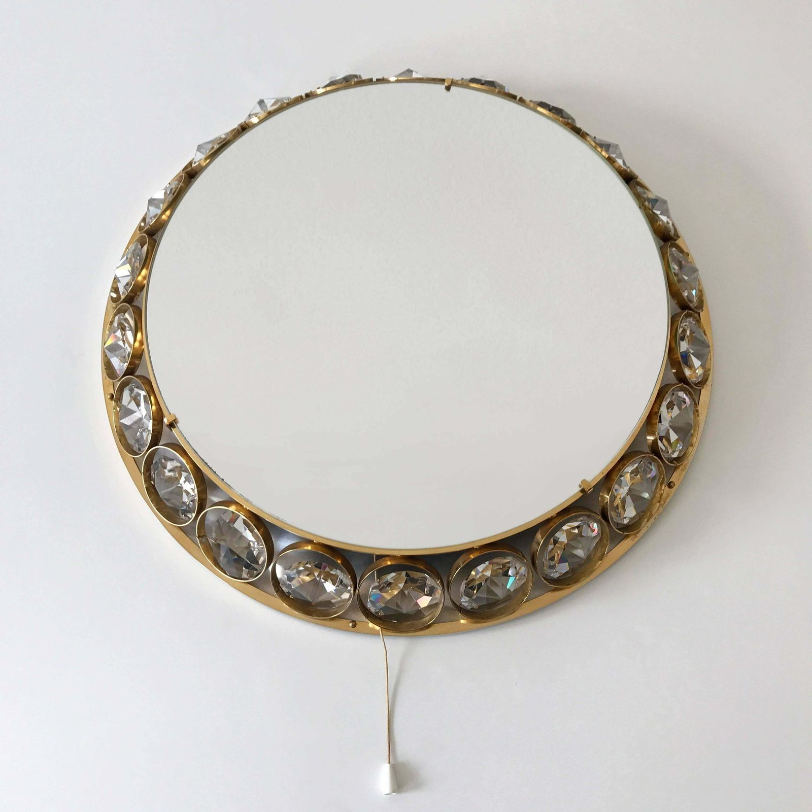 Elegant Mid Century Modern Circular Backlit Wall Mirror By Palwa Germany 1960s photo 2951.0