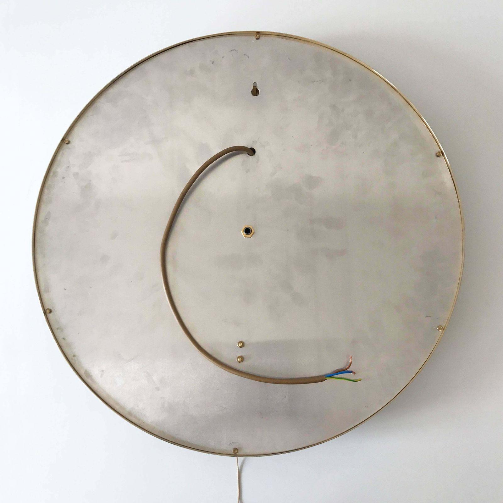 photo furniture Elegant Mid Century Modern Circular Backlit Wall Mirror By Palwa Germany 1960s