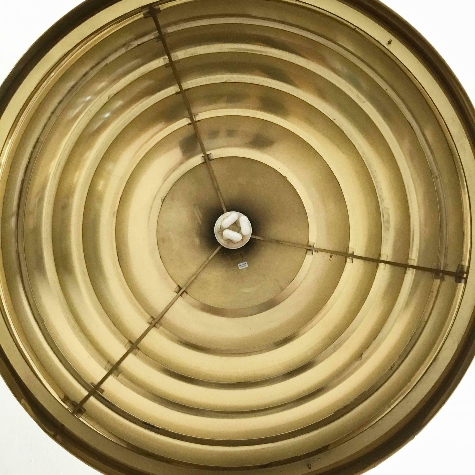 Large Mid Century Modern Brass Pendant Lamp By Vereinigte Werkstätten München photo vintage