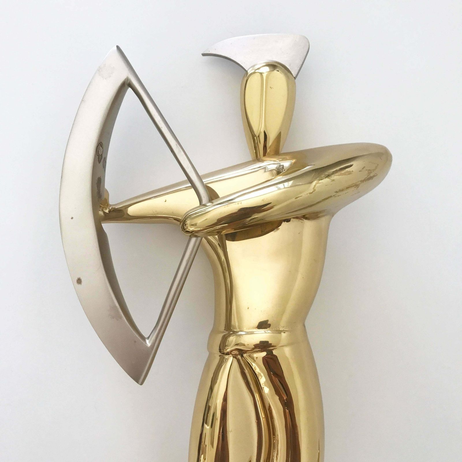 Set Of Two Hollywood Regency Wall Mount Massive Brass & Steel Archers 1980s photo 3859.0