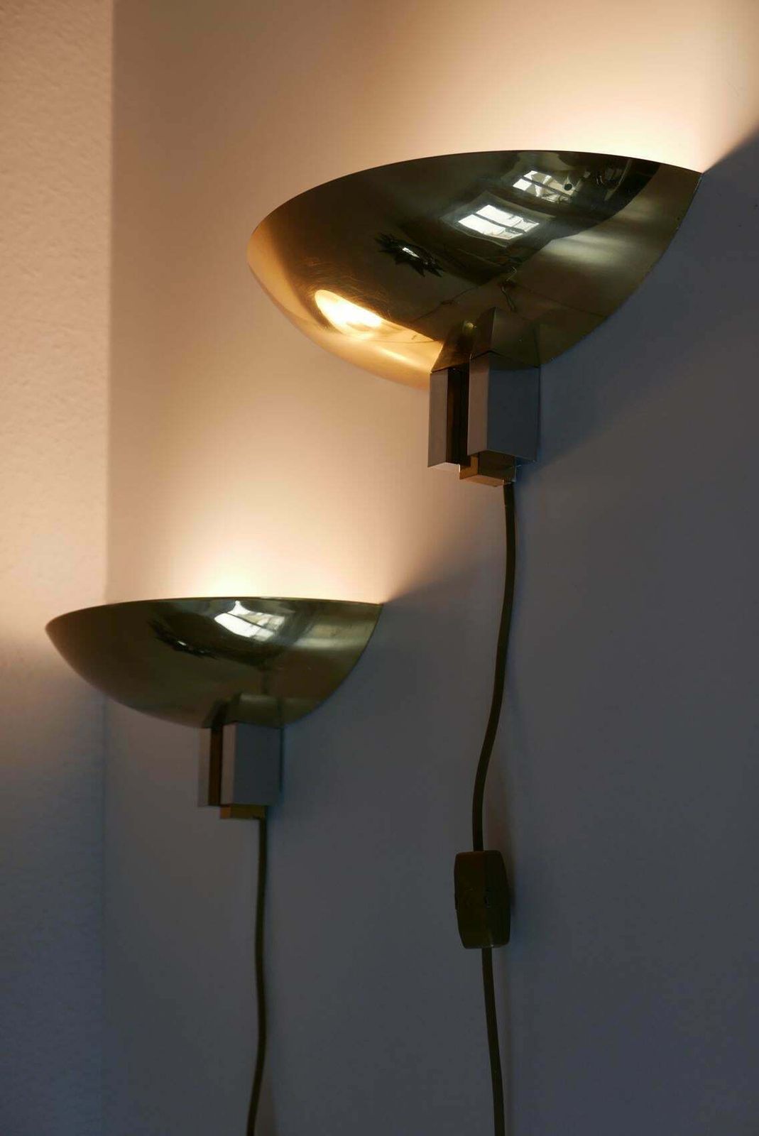 Set Of Two Midcentury Brass Wall Lamps Or Sconces By Art Line, 1980s, Germany photo 1090.0