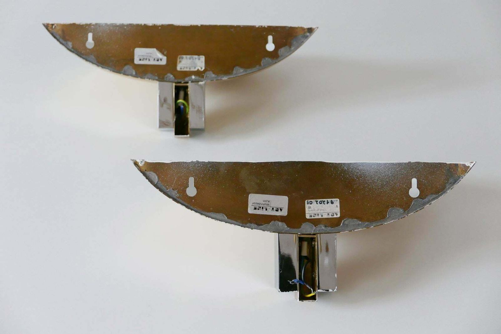 Lighting Set Of Two Midcentury Brass Wall Lamps Or Sconces By Art Line, 1980s, Germany photo