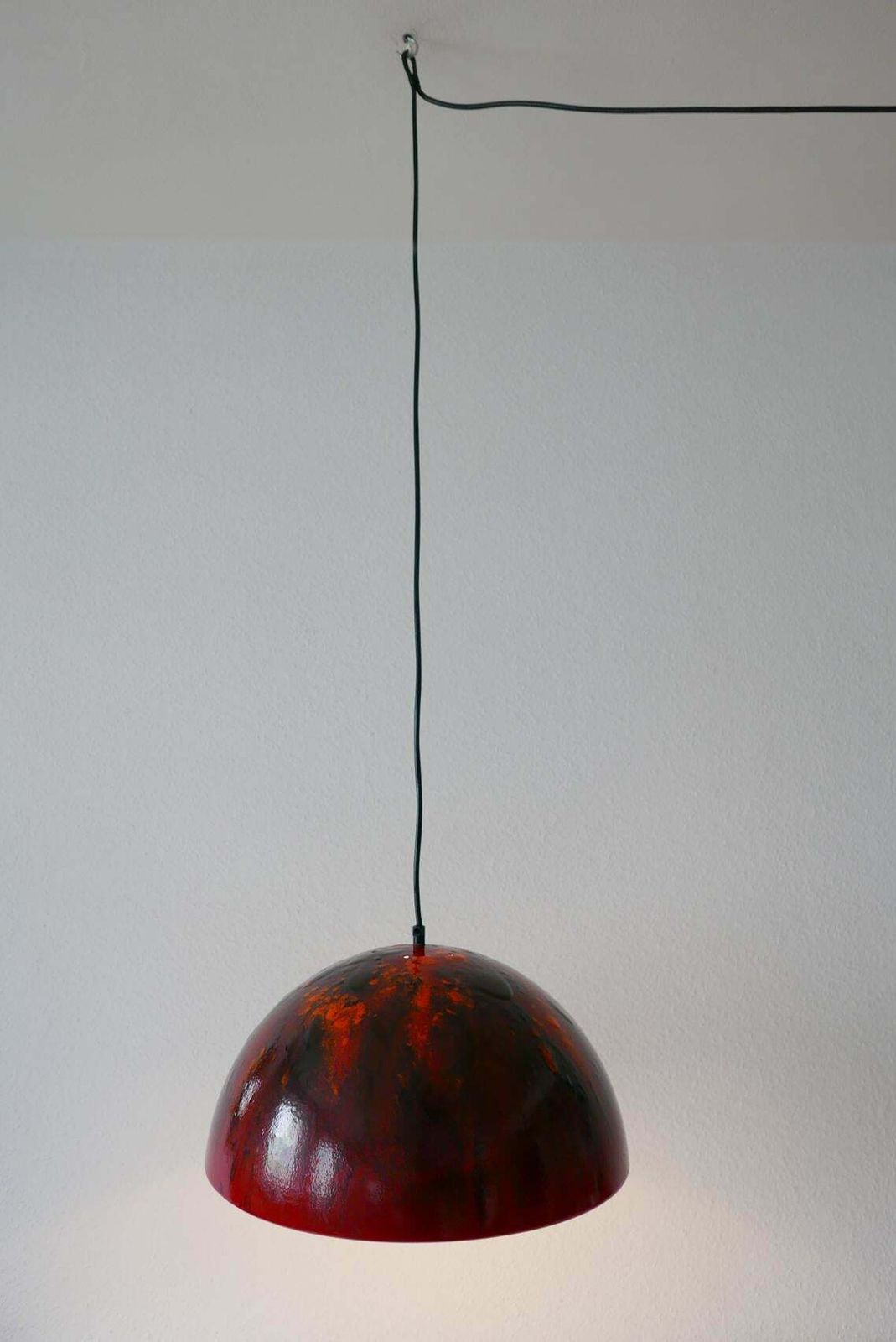 Large And Elegant Mid Century Modern Enamelled Pendant Lamp Dome, 1960s, Denmark photo furniture
