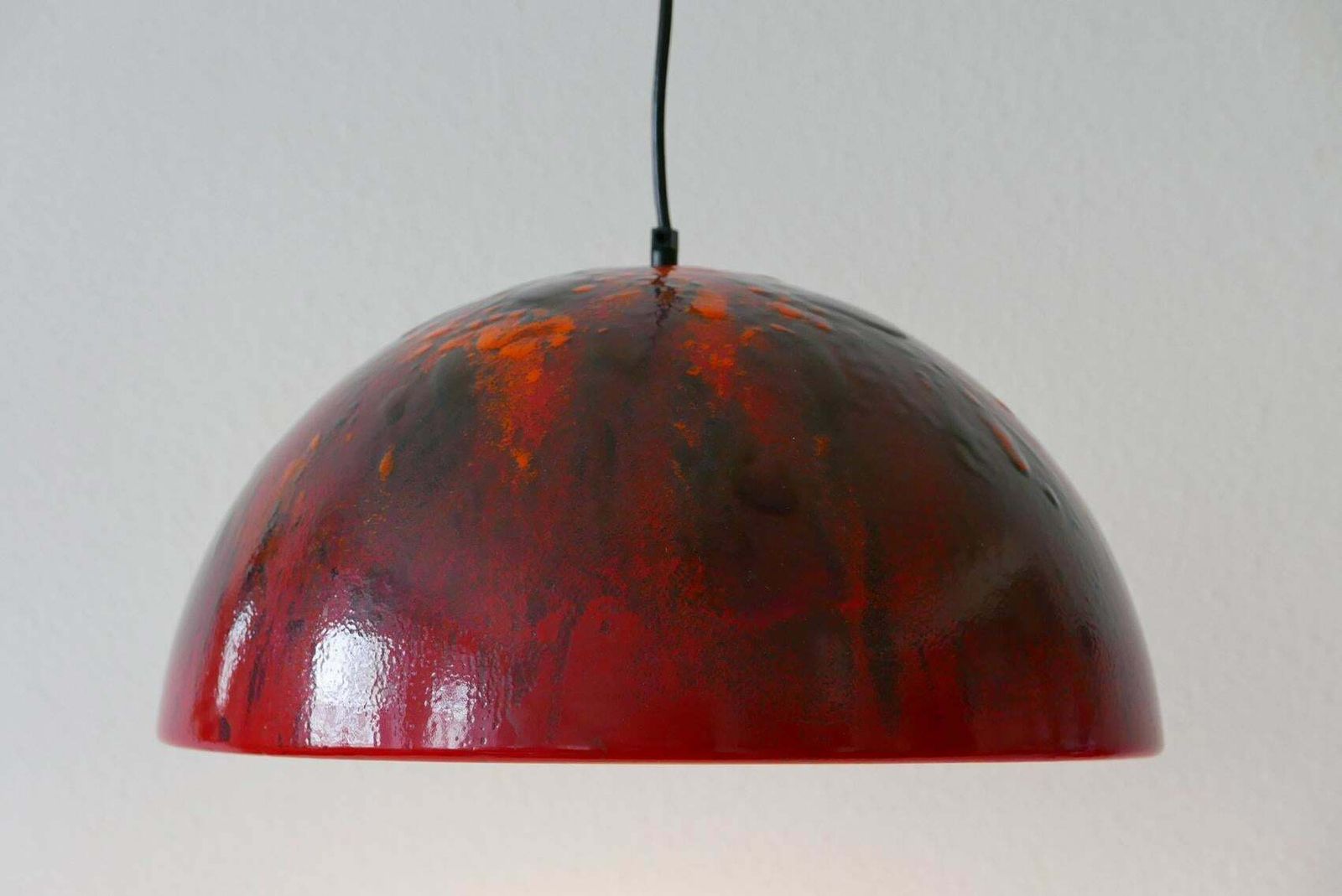 Large And Elegant Mid Century Modern Enamelled Pendant Lamp Dome, 1960s, Denmark photo for sale
