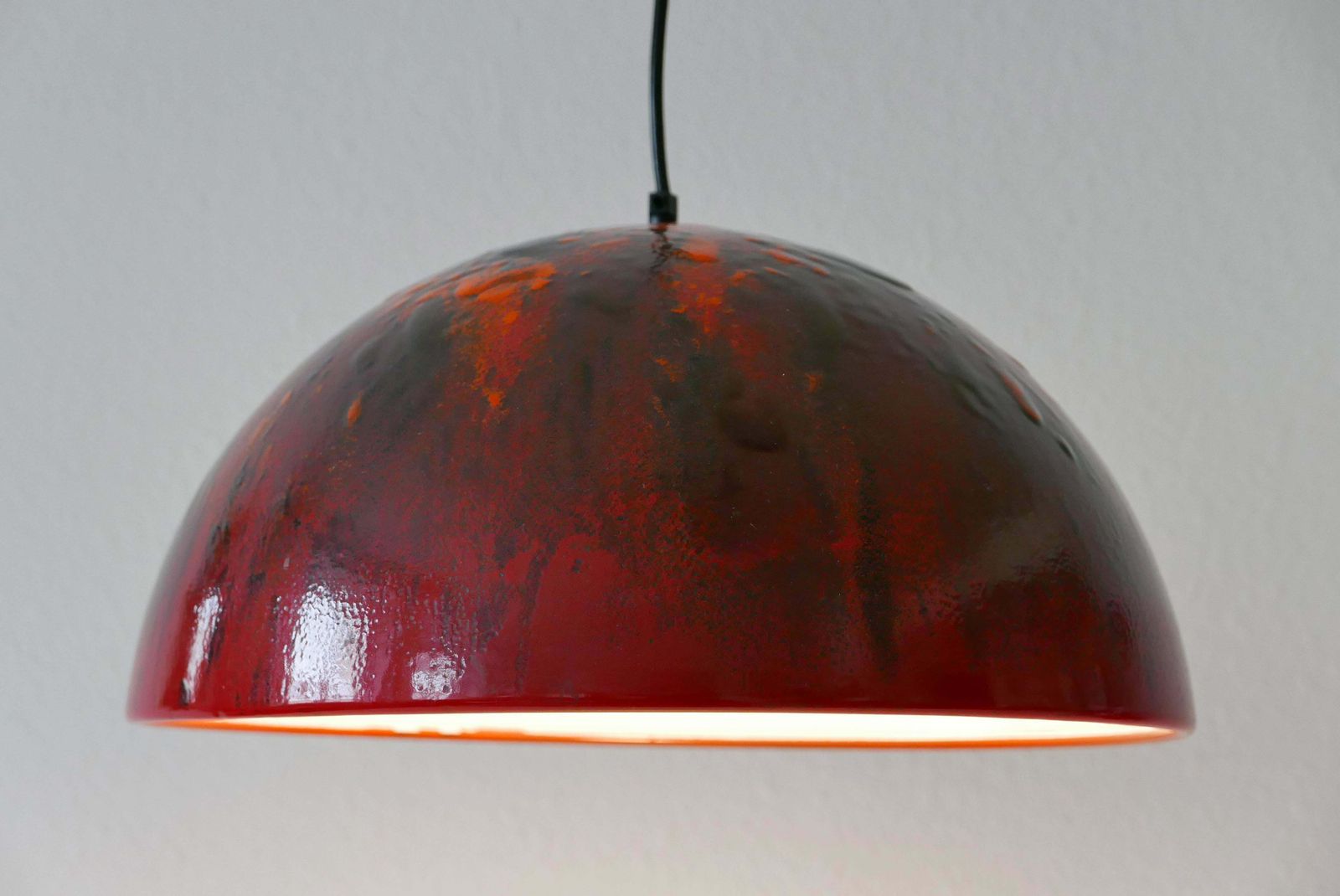 Large And Elegant Mid Century Modern Enamelled Pendant Lamp Dome, 1960s, Denmark photo Lighting