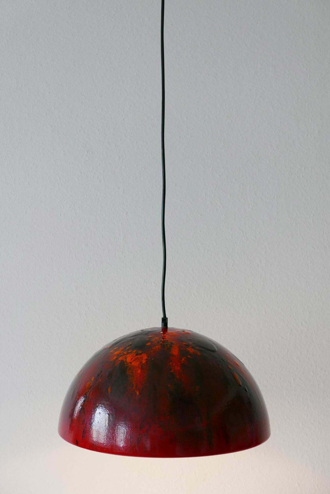 Large And Elegant Mid Century Modern Enamelled Pendant Lamp Dome, 1960s, Denmark photo 1635.0