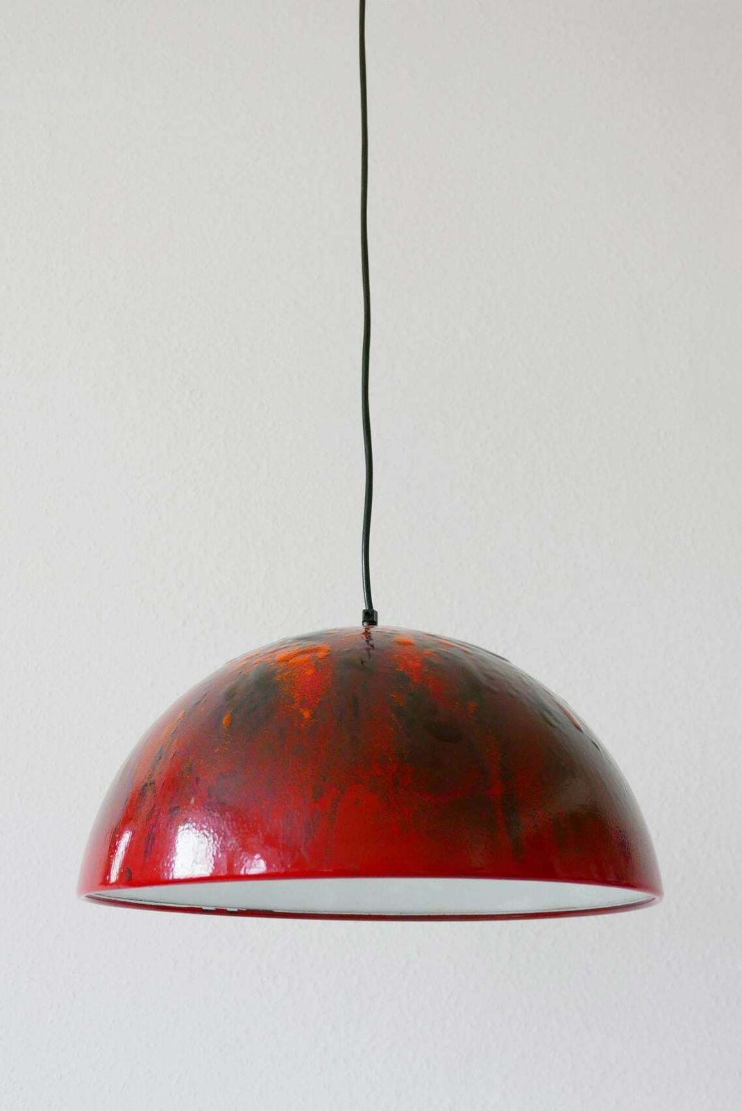 Large And Elegant Mid Century Modern Enamelled Pendant Lamp Dome, 1960s, Denmark photo buy