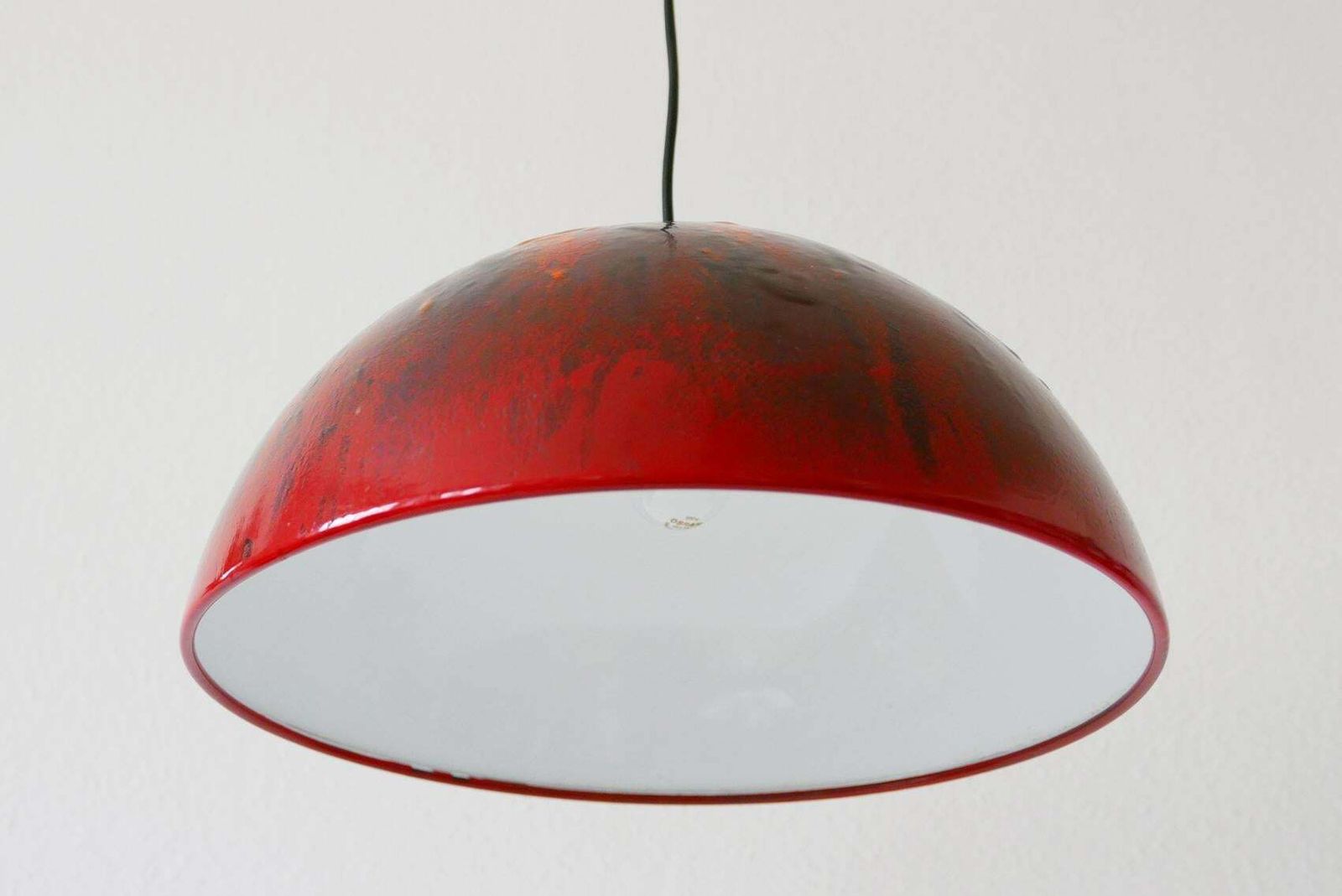 photo furniture Large And Elegant Mid Century Modern Enamelled Pendant Lamp Dome, 1960s, Denmark