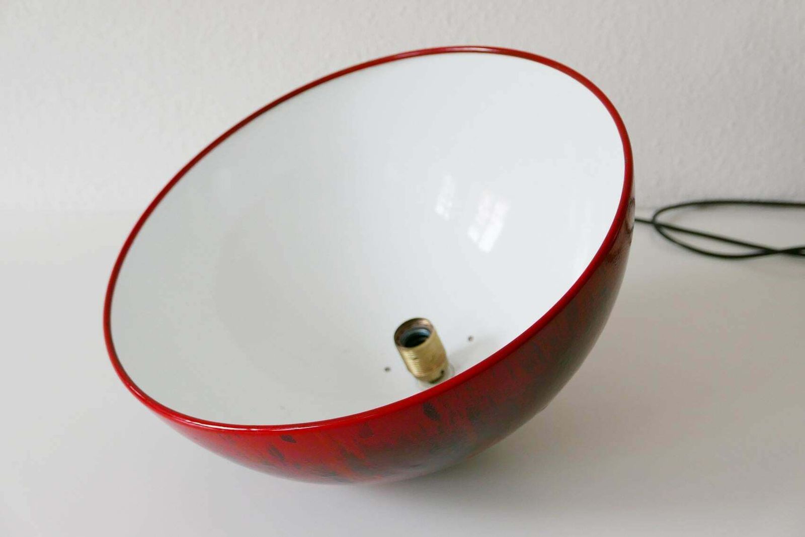 photo vintage Large And Elegant Mid Century Modern Enamelled Pendant Lamp Dome, 1960s, Denmark