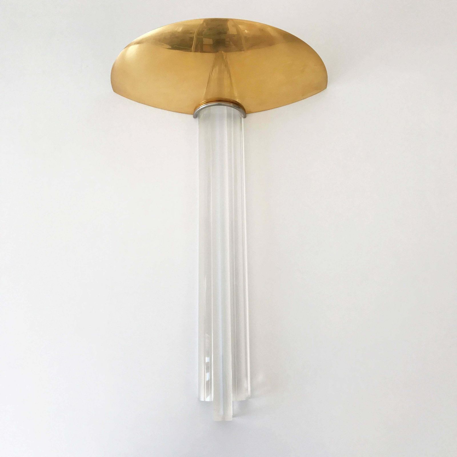 Large Gilt Brass And Lucite Italian Wall Lamps, Set Of Three photo furniture