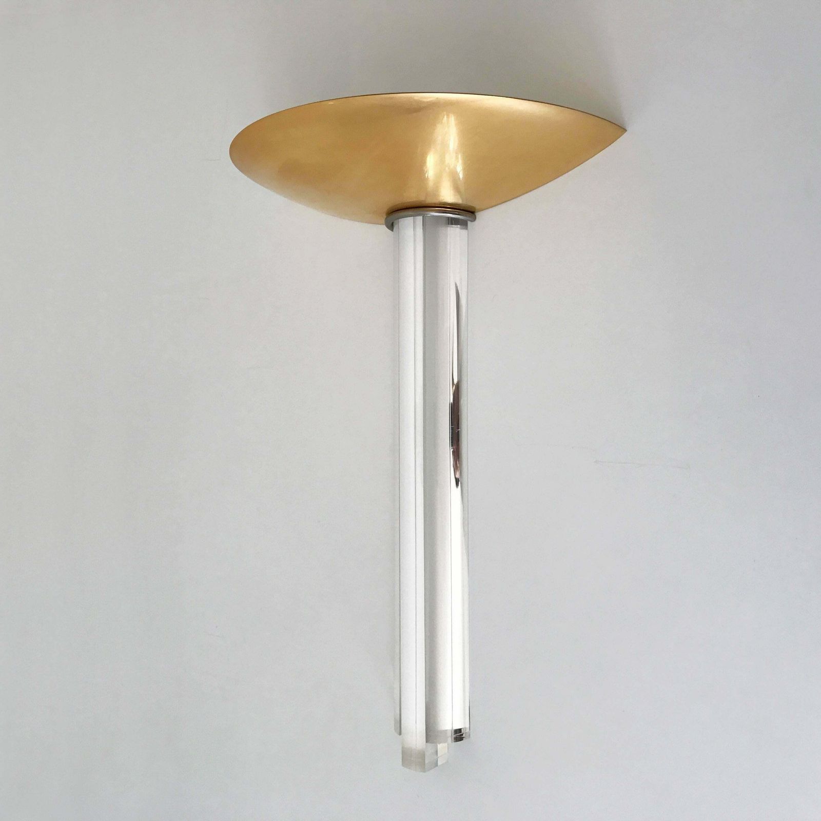 Large Gilt Brass And Lucite Italian Wall Lamps, Set Of Three photo vinterior