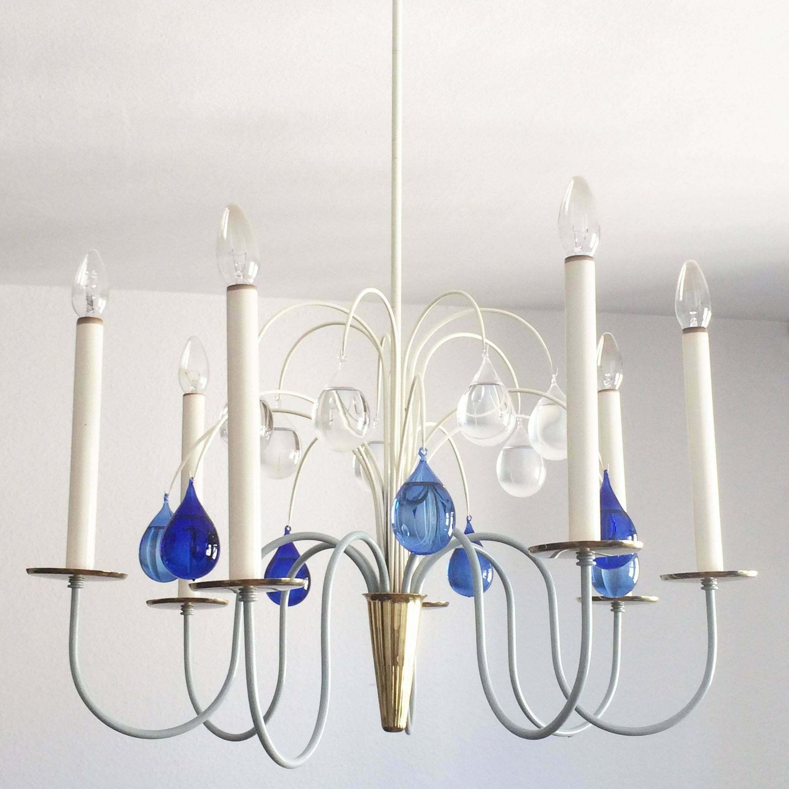 Seven Armed Chandelier Or Pendant Lamp By Vereinigte Werkstätten Germany 1950s photo furniture