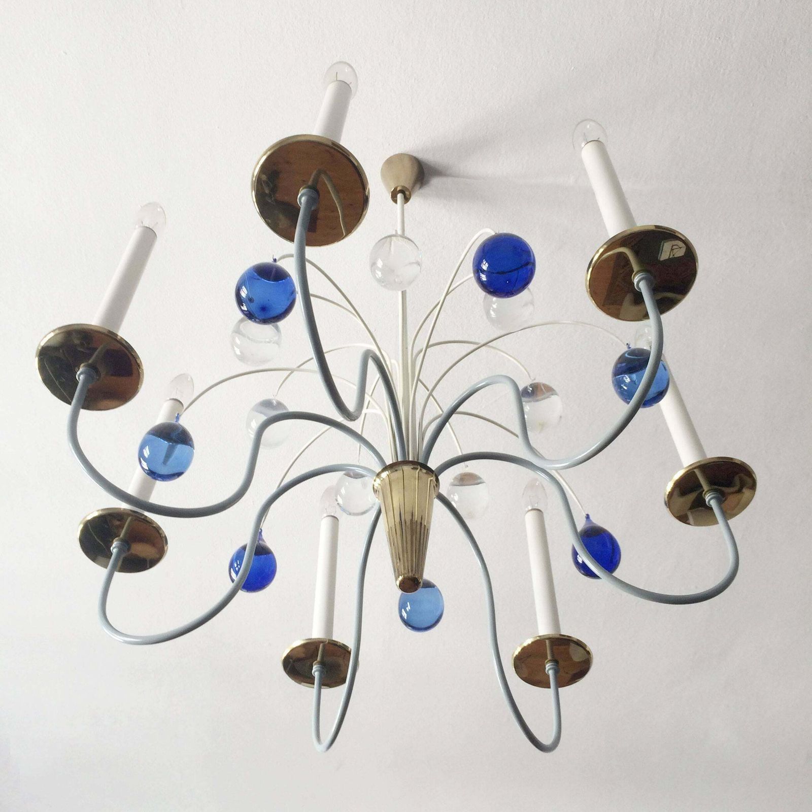 Seven Armed Chandelier Or Pendant Lamp By Vereinigte Werkstätten Germany 1950s photo 2043.0