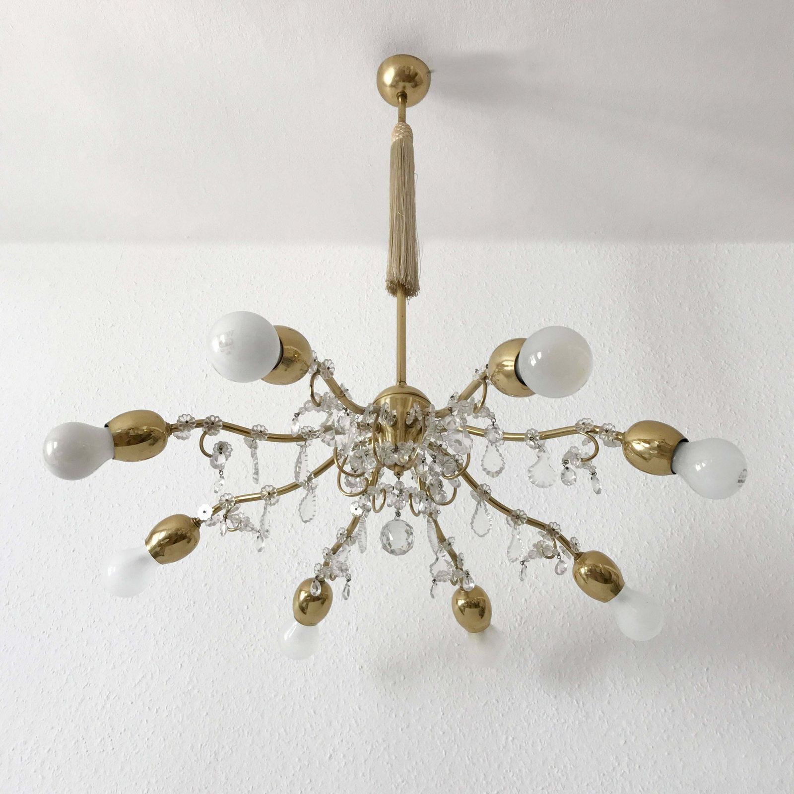 Eight Armed Sputnik Chandelier Or Pendant Lamp Bud By J.&L. Lobmeyr Vienna 1950s photo Lighting