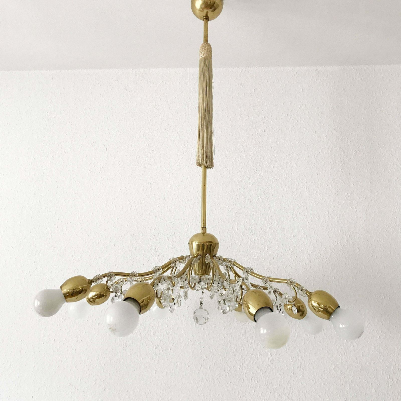 Eight Armed Sputnik Chandelier Or Pendant Lamp Bud By J.&L. Lobmeyr Vienna 1950s photo vinterior