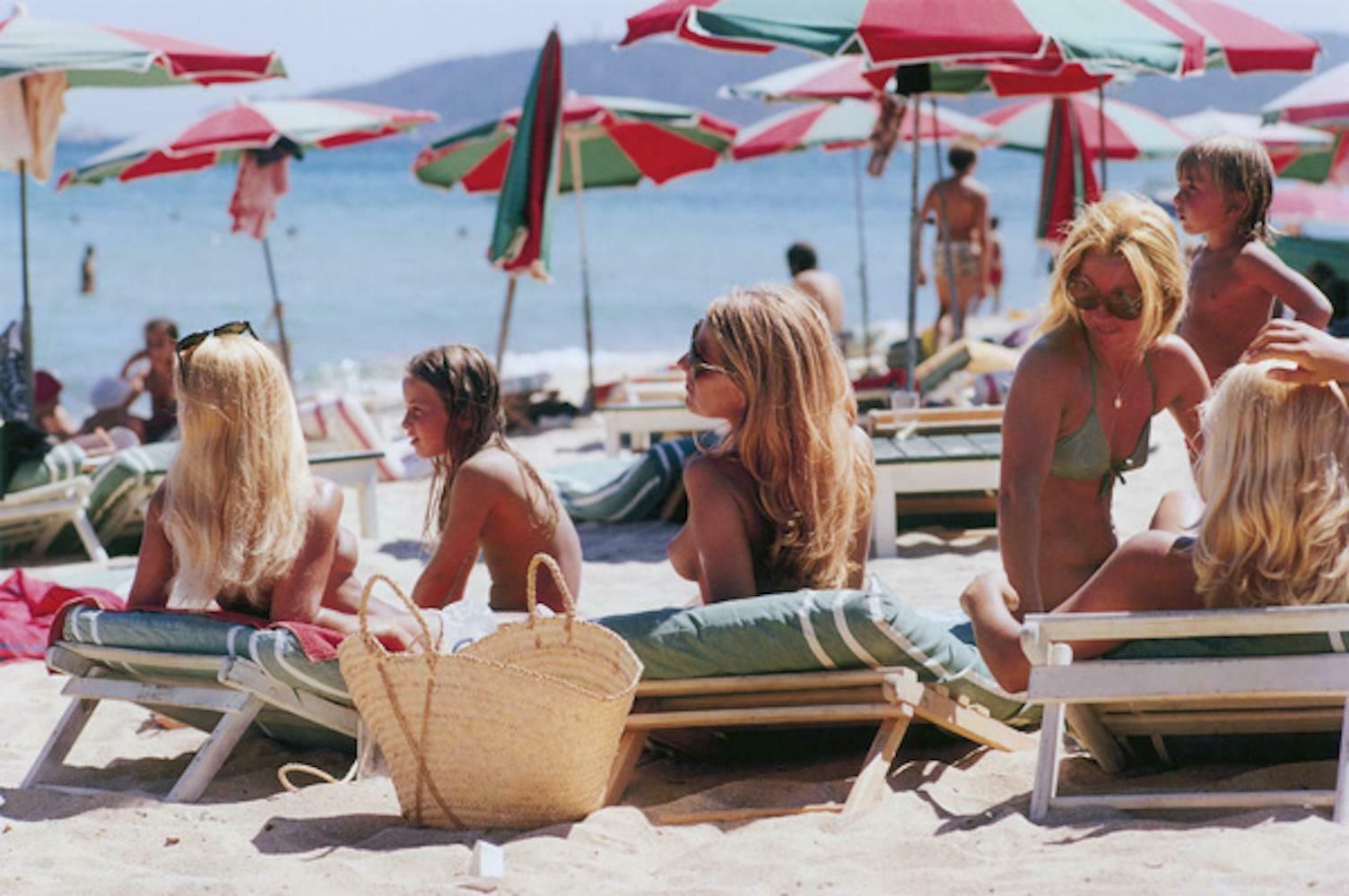 Saint Tropez Beach By Slim Aarons   Limited Edition Estate Stamped C Type Print