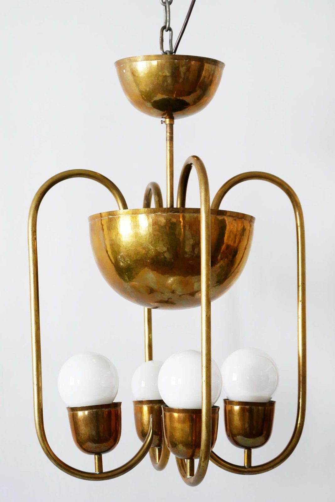 Unique Bauhaus Art Deco Brass Chandelier Or Pendant Lamp By Hayno Focken 1930s photo 25879.0