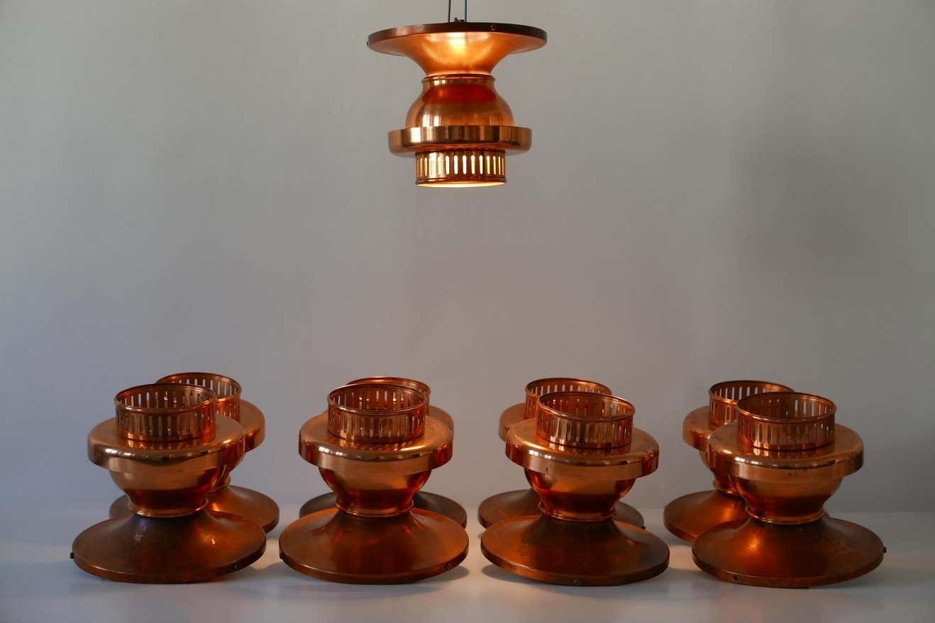 Elegant Mid Century Modern Copper Ceiling Lamps Or Flush Mounts, 1960s, Denmark photo for sale