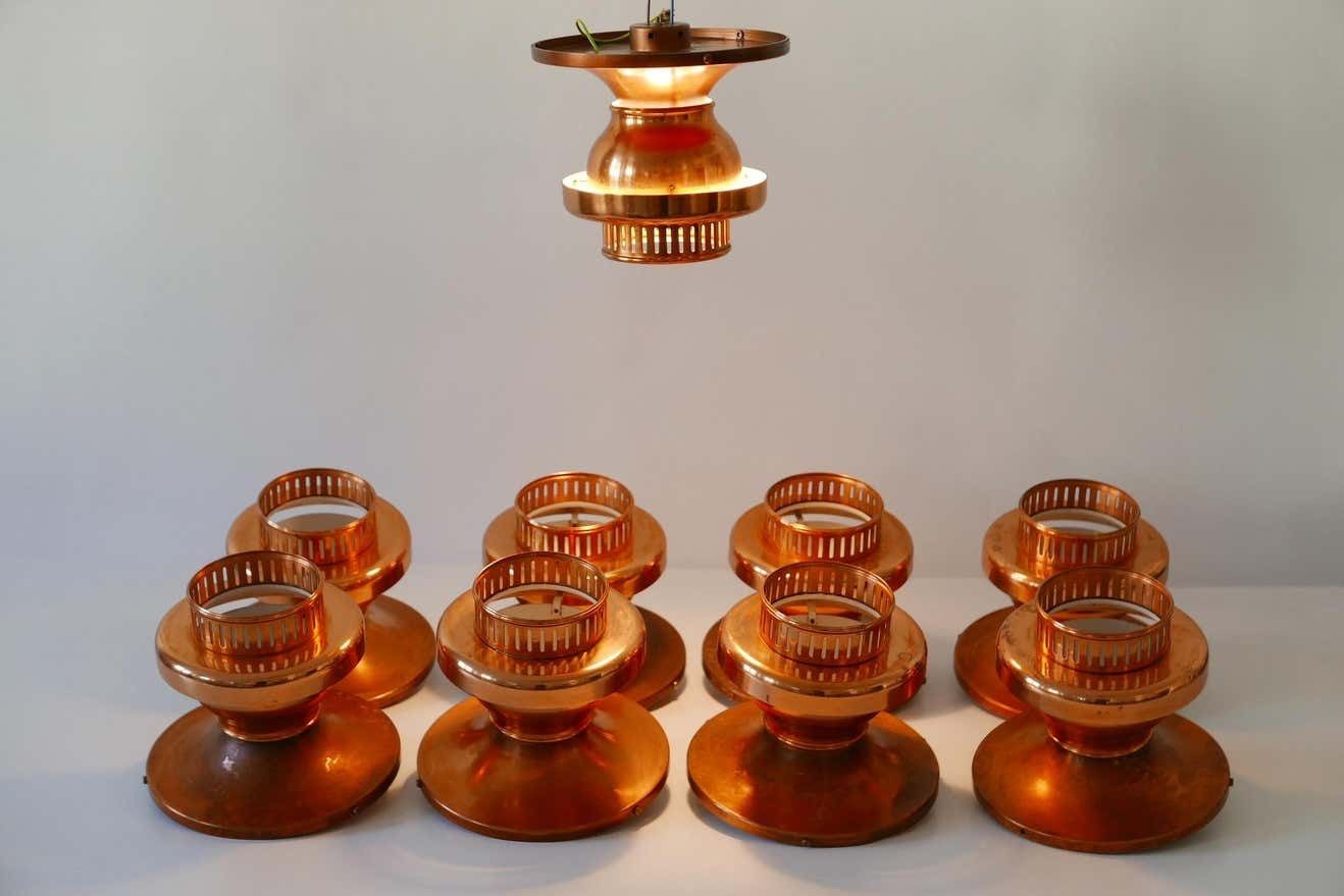 photo vintage Elegant Mid Century Modern Copper Ceiling Lamps Or Flush Mounts, 1960s, Denmark