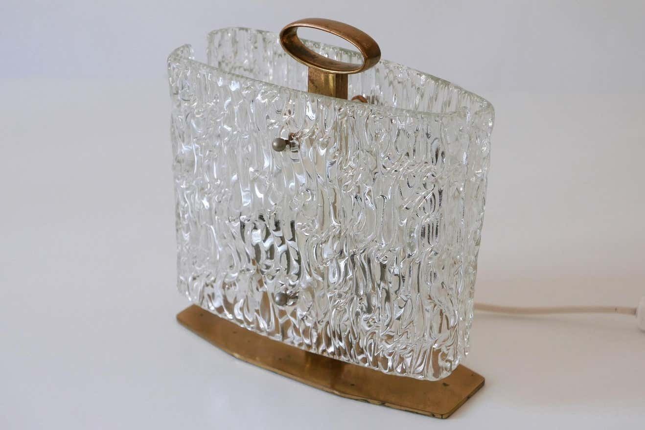 Exceptional Mid Century Modern Table Lamp With Ice Glass Shade, 1950s, Italy photo Lighting