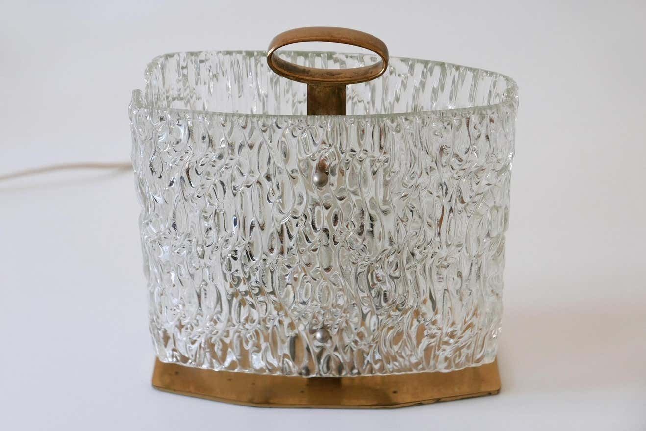 photo vinterior Exceptional Mid Century Modern Table Lamp With Ice Glass Shade, 1950s, Italy