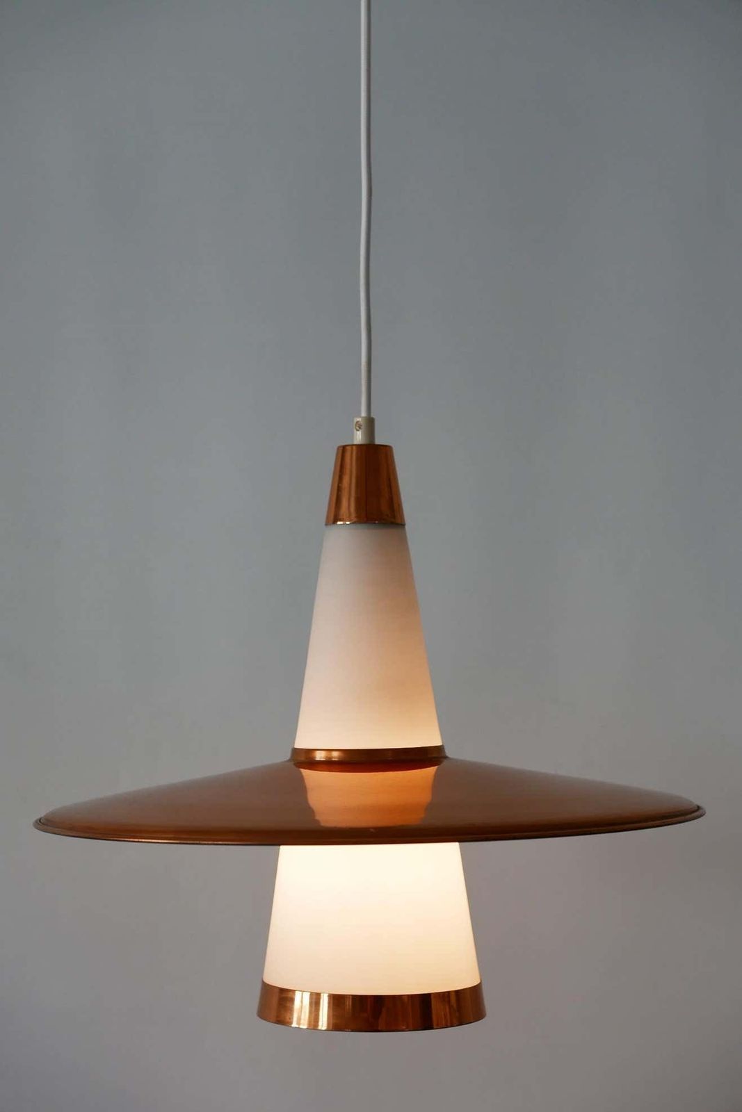 photo furniture Mid Century Modern Sputnik Copper & Opaline Glass Pendant Lamp Ufo 1950s Denmark