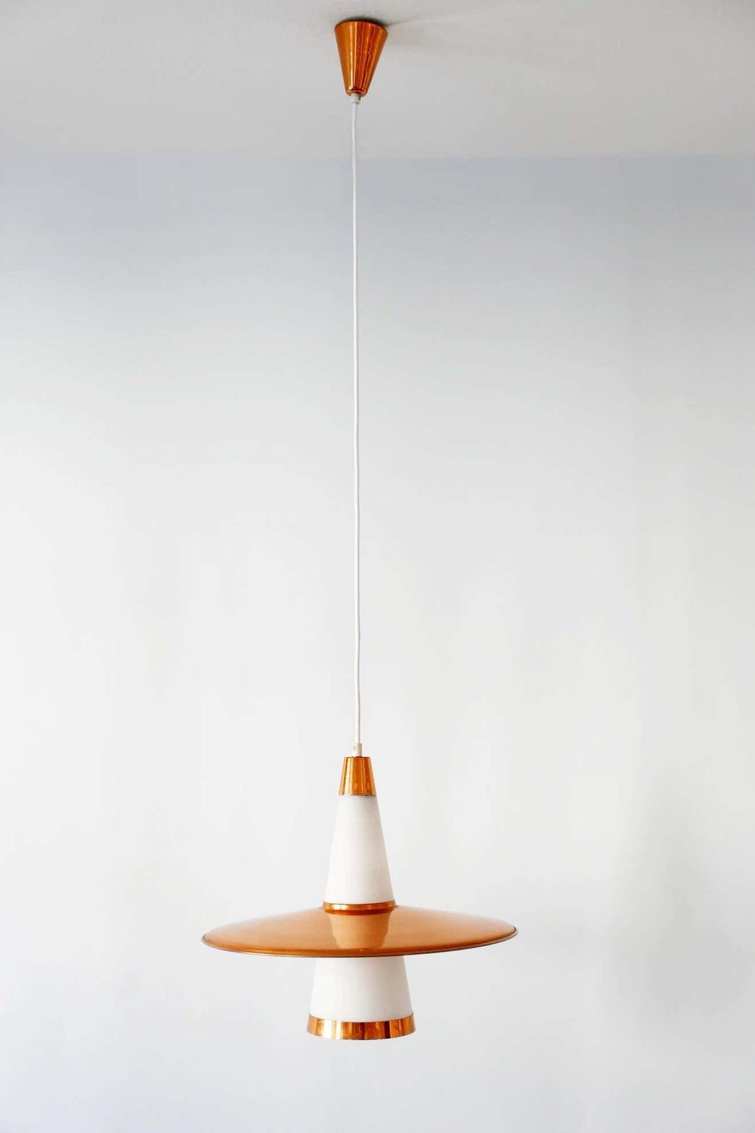 photo for sale Mid Century Modern Sputnik Copper & Opaline Glass Pendant Lamp Ufo 1950s Denmark
