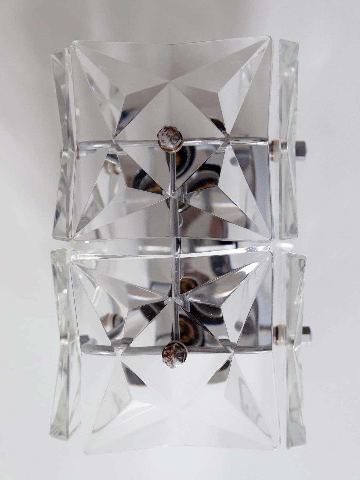 Set Of Two Mid Century Modern Kinkeldey Crystal Glass Sconces Or Wall Lamps photo for sale