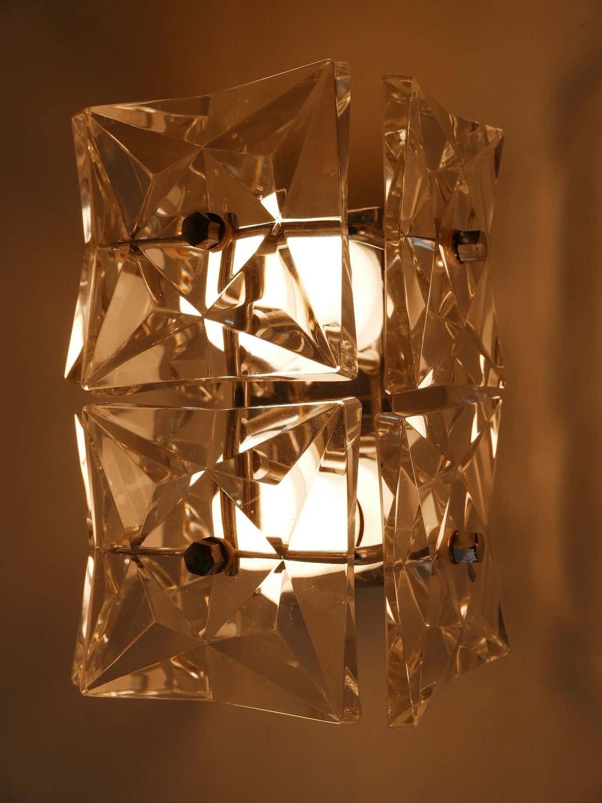 Set Of Two Mid Century Modern Kinkeldey Crystal Glass Sconces Or Wall Lamps photo 1226.0